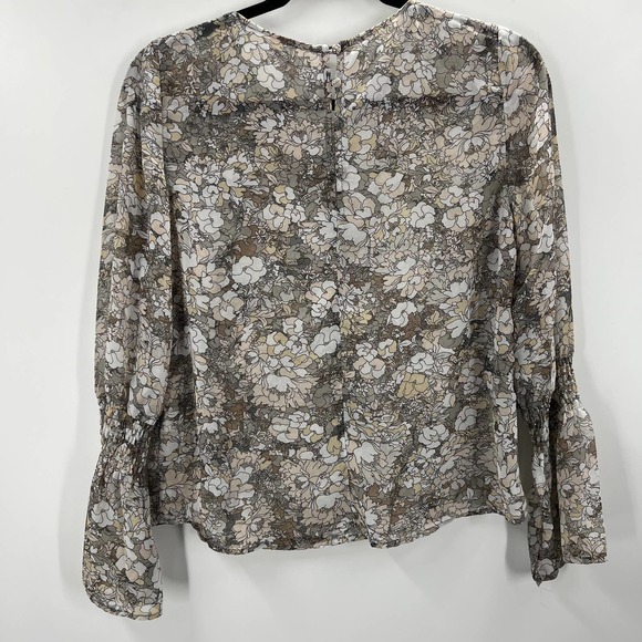 Alice Blue Exclusive Stitch Fix Long Bell Sleeve Floral Blouse Button Small - Picture 2 of 9